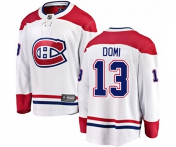 Youth Montreal Canadiens #13 Max Domi Authentic White Away Fanatics Branded Breakaway NHL Jersey