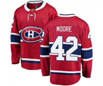 Youth Montreal Canadiens #42 Dominic Moore Authentic Red Home Fanatics Branded Breakaway NHL Jersey