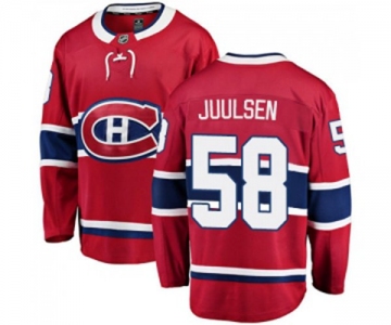 Youth Montreal Canadiens #58 Noah Juulsen Authentic Red Home Fanatics Branded Breakaway NHL Jersey