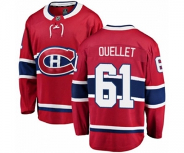 Youth Montreal Canadiens #61 Xavier Ouellet Authentic Red Home Fanatics Branded Breakaway NHL Jersey