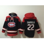 Men's Montreal Canadiens #22 Cole Caufield Navy Red Lace-Up Pullover Hoodie