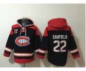 Men's Montreal Canadiens #22 Cole Caufield Navy Red Lace-Up Pullover Hoodie