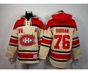 nhl jerseys montreal canadiens #76 subban red-cream[pullover hooded sweatshirt][patch A]