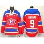 nhl jerseys montreal canadiens #9 richard red[pullover hooded sweatshirt patch C]