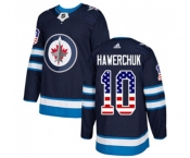 Adidas Winnipeg Jets #10 Dale Hawerchuk Authentic Navy Blue USA Flag Fashion NHL Jersey