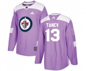 Adidas Winnipeg Jets #13 Brandon Tanev Authentic Purple Fights Cancer Practice NHL Jersey