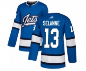 Adidas Winnipeg Jets #13 Teemu Selanne Authentic Blue Alternate NHL Jersey