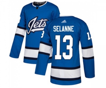 Adidas Winnipeg Jets #13 Teemu Selanne Authentic Blue Alternate NHL Jersey