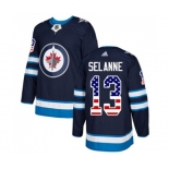 Adidas Winnipeg Jets #13 Teemu Selanne Authentic Navy Blue USA Flag Fashion NHL Jersey