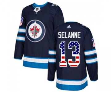 Adidas Winnipeg Jets #13 Teemu Selanne Authentic Navy Blue USA Flag Fashion NHL Jersey