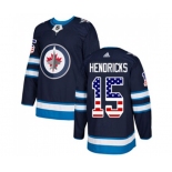 Adidas Winnipeg Jets #15 Matt Hendricks Authentic Navy Blue USA Flag Fashion NHL Jersey