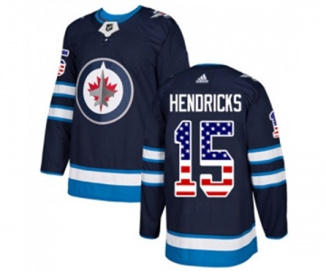 Adidas Winnipeg Jets #15 Matt Hendricks Authentic Navy Blue USA Flag Fashion NHL Jersey