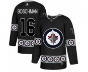 Adidas Winnipeg Jets #16 Laurie Boschman Authentic Black Team Logo Fashion NHL Jersey