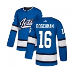 Adidas Winnipeg Jets #16 Laurie Boschman Authentic Blue Alternate NHL Jersey