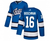 Adidas Winnipeg Jets #16 Laurie Boschman Authentic Blue Alternate NHL Jersey