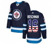 Adidas Winnipeg Jets #16 Laurie Boschman Authentic Navy Blue USA Flag Fashion NHL Jersey