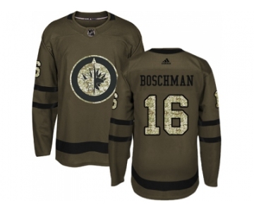 Adidas Winnipeg Jets #16 Laurie Boschman Green Salute to Service Stitched NHL Jersey