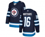 Adidas Winnipeg Jets #16 Shawn Matthias Authentic Navy Blue Home NHL Jersey