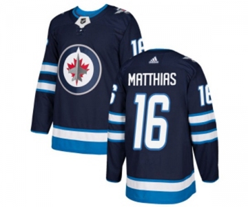 Adidas Winnipeg Jets #16 Shawn Matthias Authentic Navy Blue Home NHL Jersey