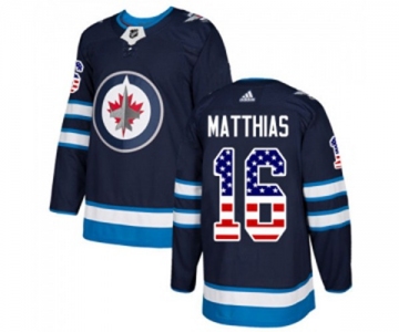 Adidas Winnipeg Jets #16 Shawn Matthias Authentic Navy Blue USA Flag Fashion NHL Jersey