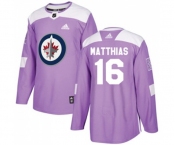 Adidas Winnipeg Jets #16 Shawn Matthias Authentic Purple Fights Cancer Practice NHL Jersey