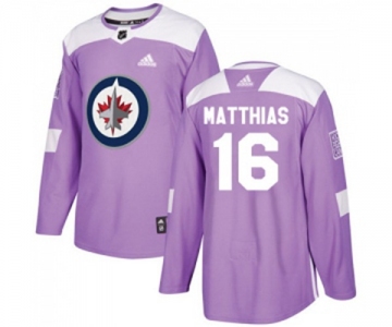 Adidas Winnipeg Jets #16 Shawn Matthias Authentic Purple Fights Cancer Practice NHL Jersey