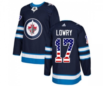 Adidas Winnipeg Jets #17 Adam Lowry Authentic Navy Blue USA Flag Fashion NHL Jersey