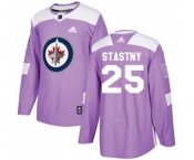 Adidas Winnipeg Jets #25 Paul Stastny Authentic Purple Fights Cancer Practice NHL Jersey