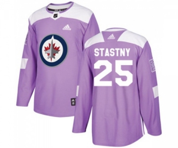 Adidas Winnipeg Jets #25 Paul Stastny Authentic Purple Fights Cancer Practice NHL Jersey