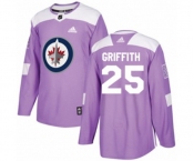 Adidas Winnipeg Jets #25 Seth Griffith Authentic Purple Fights Cancer Practice NHL Jersey