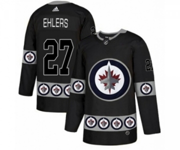 Adidas Winnipeg Jets #27 Nikolaj Ehlers Authentic Black Team Logo Fashion NHL Jersey