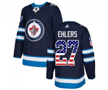 Adidas Winnipeg Jets #27 Nikolaj Ehlers Authentic Navy Blue USA Flag Fashion NHL Jersey