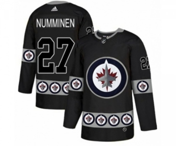 Adidas Winnipeg Jets #27 Teppo Numminen Authentic Black Team Logo Fashion NHL Jersey