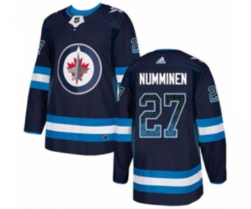 Adidas Winnipeg Jets #27 Teppo Numminen Authentic Navy Blue Drift Fashion NHL Jersey