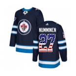 Adidas Winnipeg Jets #27 Teppo Numminen Authentic Navy Blue USA Flag Fashion NHL Jersey