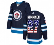 Adidas Winnipeg Jets #27 Teppo Numminen Authentic Navy Blue USA Flag Fashion NHL Jersey