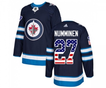 Adidas Winnipeg Jets #27 Teppo Numminen Authentic Navy Blue USA Flag Fashion NHL Jersey