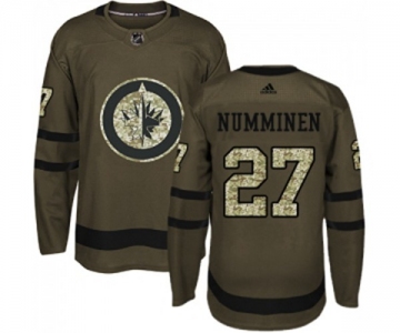 Adidas Winnipeg Jets #27 Teppo Numminen Premier Green Salute to Service NHL Jersey