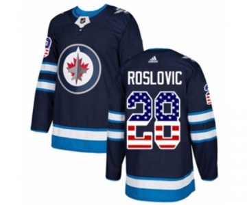 Adidas Winnipeg Jets #28 Jack Roslovic Authentic Navy Blue USA Flag Fashion NHL Jersey