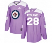 Adidas Winnipeg Jets #28 Jack Roslovic Authentic Purple Fights Cancer Practice NHL Jersey