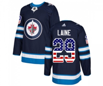 Adidas Winnipeg Jets #29 Patrik Laine Authentic Navy Blue USA Flag Fashion NHL Jersey