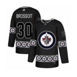 Adidas Winnipeg Jets #30 Laurent Brossoit Authentic Black Team Logo Fashion NHL Jersey