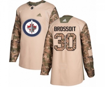 Adidas Winnipeg Jets #30 Laurent Brossoit Authentic Camo Veterans Day Practice NHL Jersey