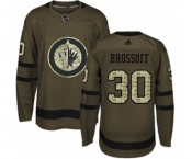 Adidas Winnipeg Jets #30 Laurent Brossoit Authentic Green Salute to Service NHL Jersey