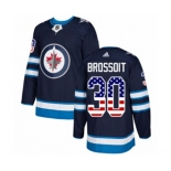 Adidas Winnipeg Jets #30 Laurent Brossoit Authentic Navy Blue USA Flag Fashion NHL Jersey