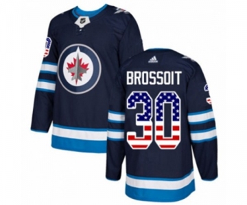 Adidas Winnipeg Jets #30 Laurent Brossoit Authentic Navy Blue USA Flag Fashion NHL Jersey