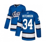 Adidas Winnipeg Jets #34 Michael Hutchinson Authentic Blue Alternate NHL Jersey