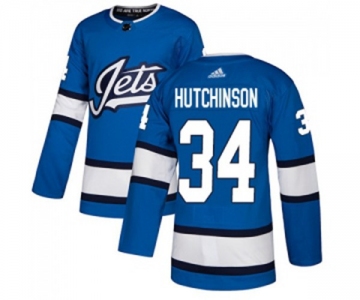 Adidas Winnipeg Jets #34 Michael Hutchinson Authentic Blue Alternate NHL Jersey