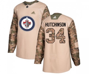 Adidas Winnipeg Jets #34 Michael Hutchinson Authentic Camo Veterans Day Practice NHL Jersey