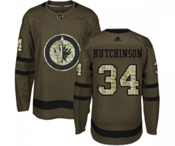 Adidas Winnipeg Jets #34 Michael Hutchinson Authentic Green Salute to Service NHL Jersey